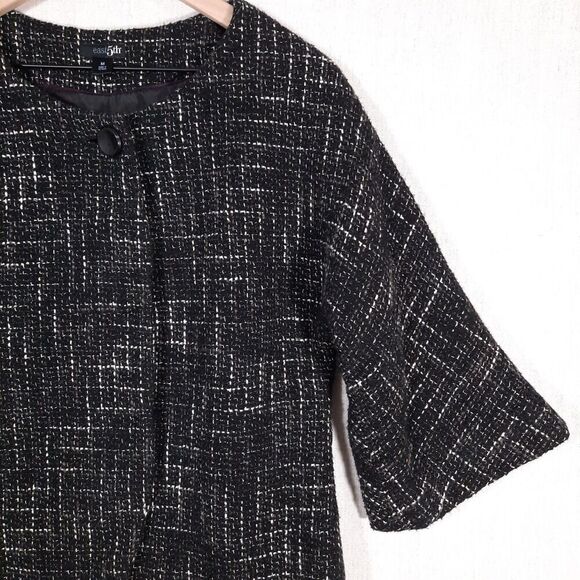 East 5th Women's Tweed Boucle Check Jacket Size Medium Black & White 100% Cotton - Picture 7 of 16